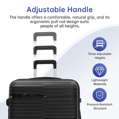 Babyqueen 5 Piece Luggage Set Hardshell Suitcases with Spinner Wheels & TSA Lock Lightweight Carry-on and Checked Suitcase Large Travel Sets for Family, Black