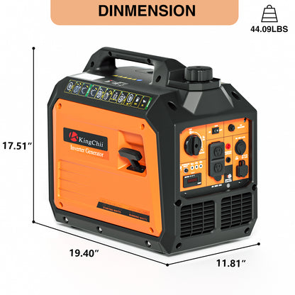 KingChii 2500W Portable Inverter Generator, Quiet Gas Powered Generator for Camping, RV, Tailgating & Home Backup, Parallel Capable, EPA Compliant