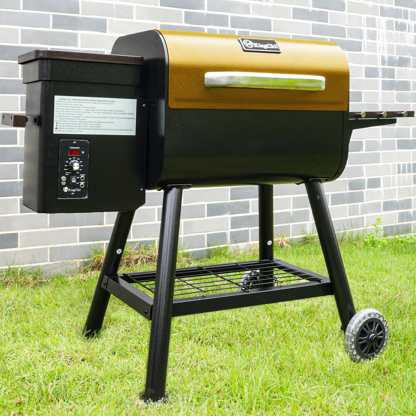 KingChii 456 SQ.IN. Wood Pellet Grill & Smoker with UPDATED Automatic Temperature Control, Bronze