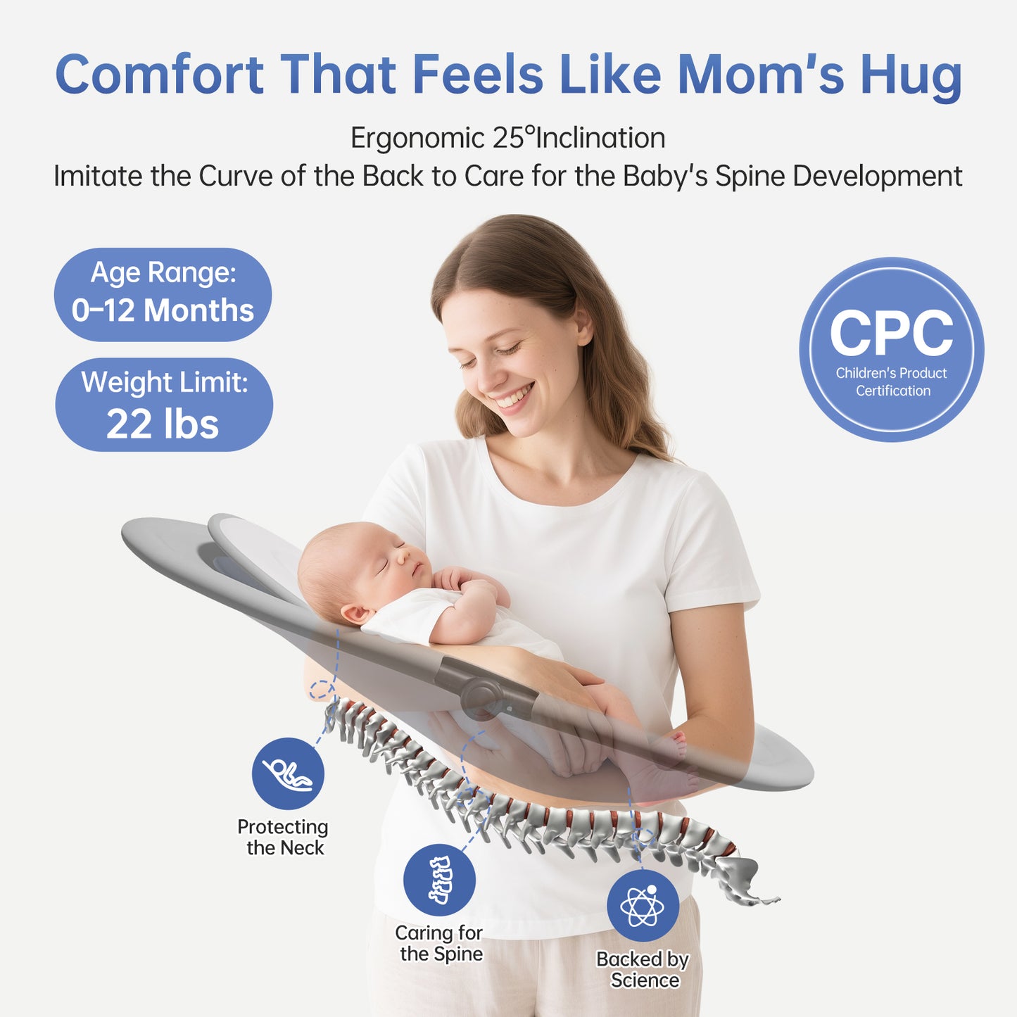 VIPSAFE Baby Swing with Removale Canopy, APP Remote Bluetooth Control, 5 Speed Settings (Grey)