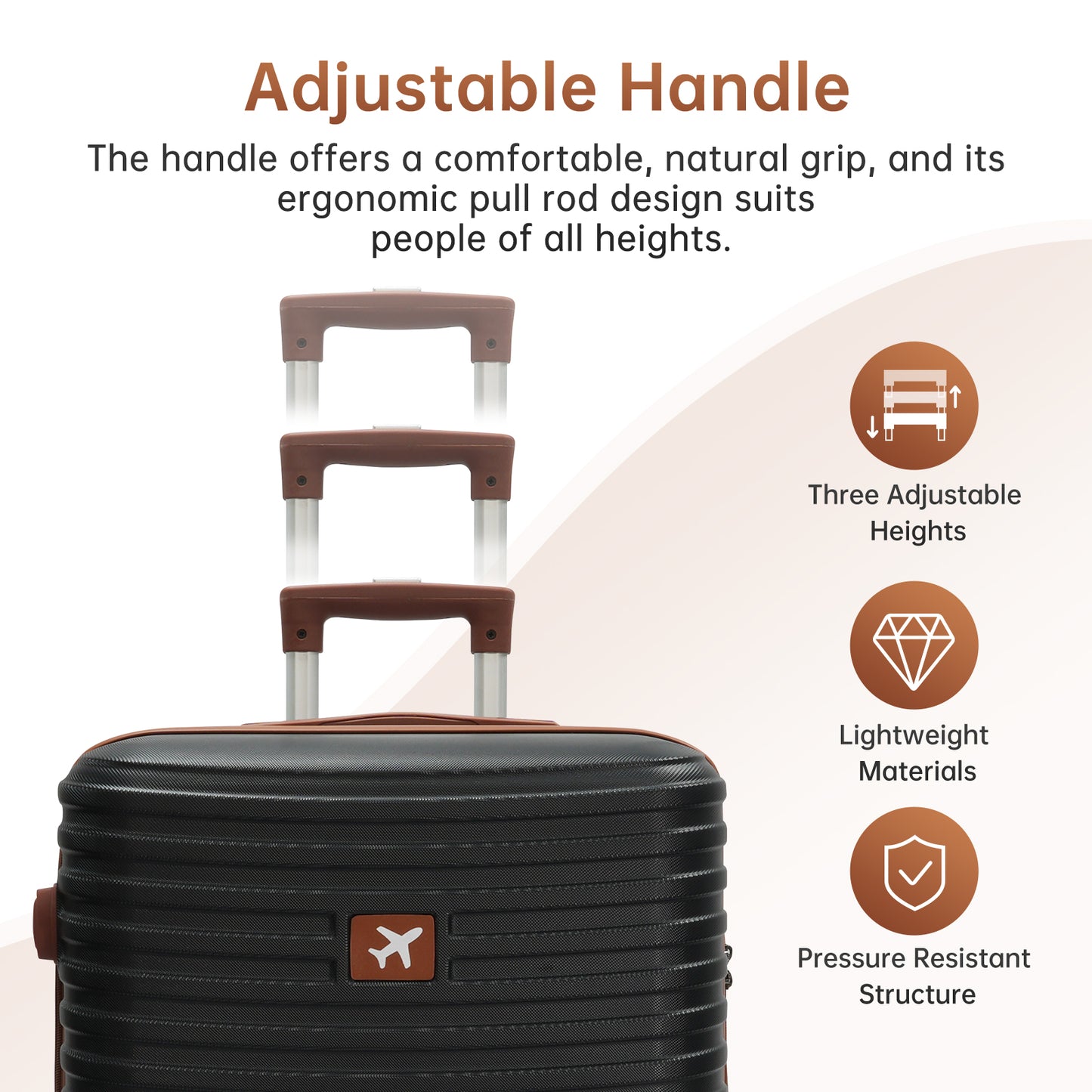 Babyqueen 5 Piece Luggage Set, Hardside Lightweight Suitcase with TSA Lock Spinner Wheels,Black