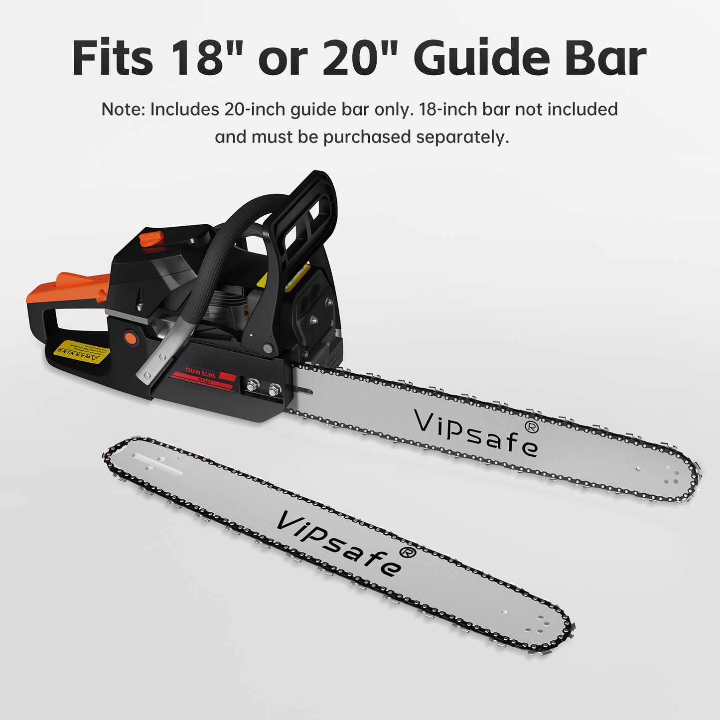 Vipsafe 58cc Gas Chainsaw 20-Inch Bar, 2-Cycle Engine, Anti-Vibration, Chain Brake, for Tree Cutting & Wood Trimming
