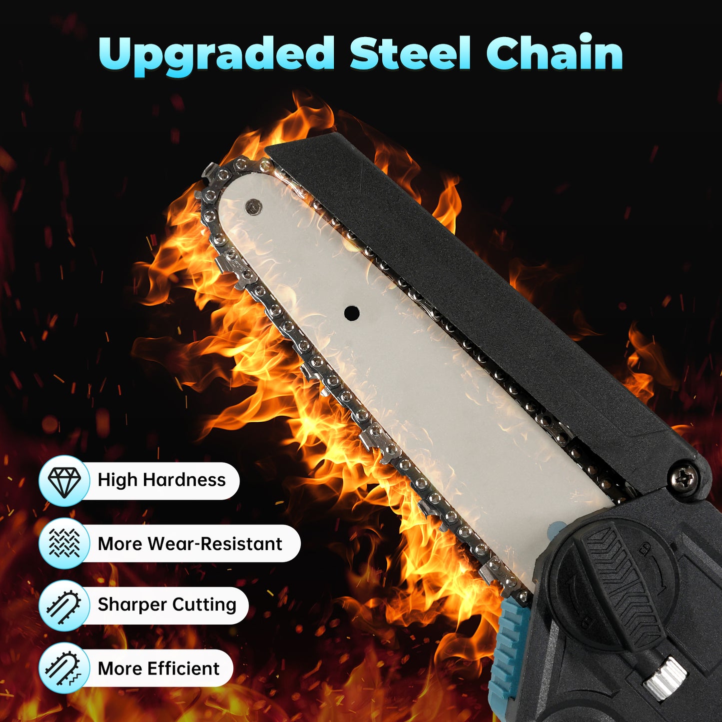 Vipsafe 6 inch Mini Chainsaw Cordless with 2 Batteries 2 Chain, Electric Chainsaw for Cutting Gardening, Wood Cutting & DIY, Blue