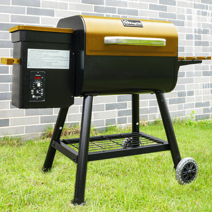 KingChii 456 SQ.IN. Wood Pellet Grill & Smoker with UPDATED Automatic Temperature Control, Bronze