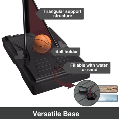 VIPSAFE Basketball Hoop System with 44" Backboard, Height Adjustable 4.8-9.7 FT, Fillable Base for Kids Youth and Adults in Backyard/Driveway/Indoor