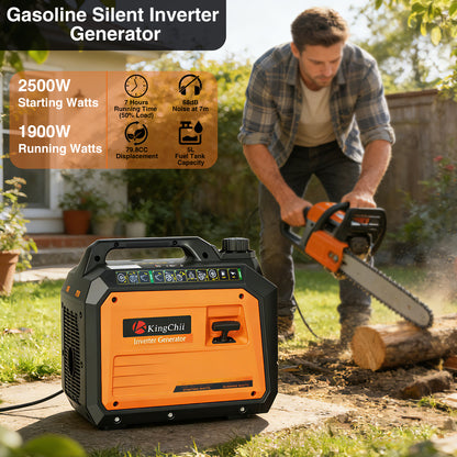 KingChii 2500W Portable Inverter Generator, Quiet Gas Powered Generator for Camping, RV, Tailgating & Home Backup, Parallel Capable, EPA Compliant