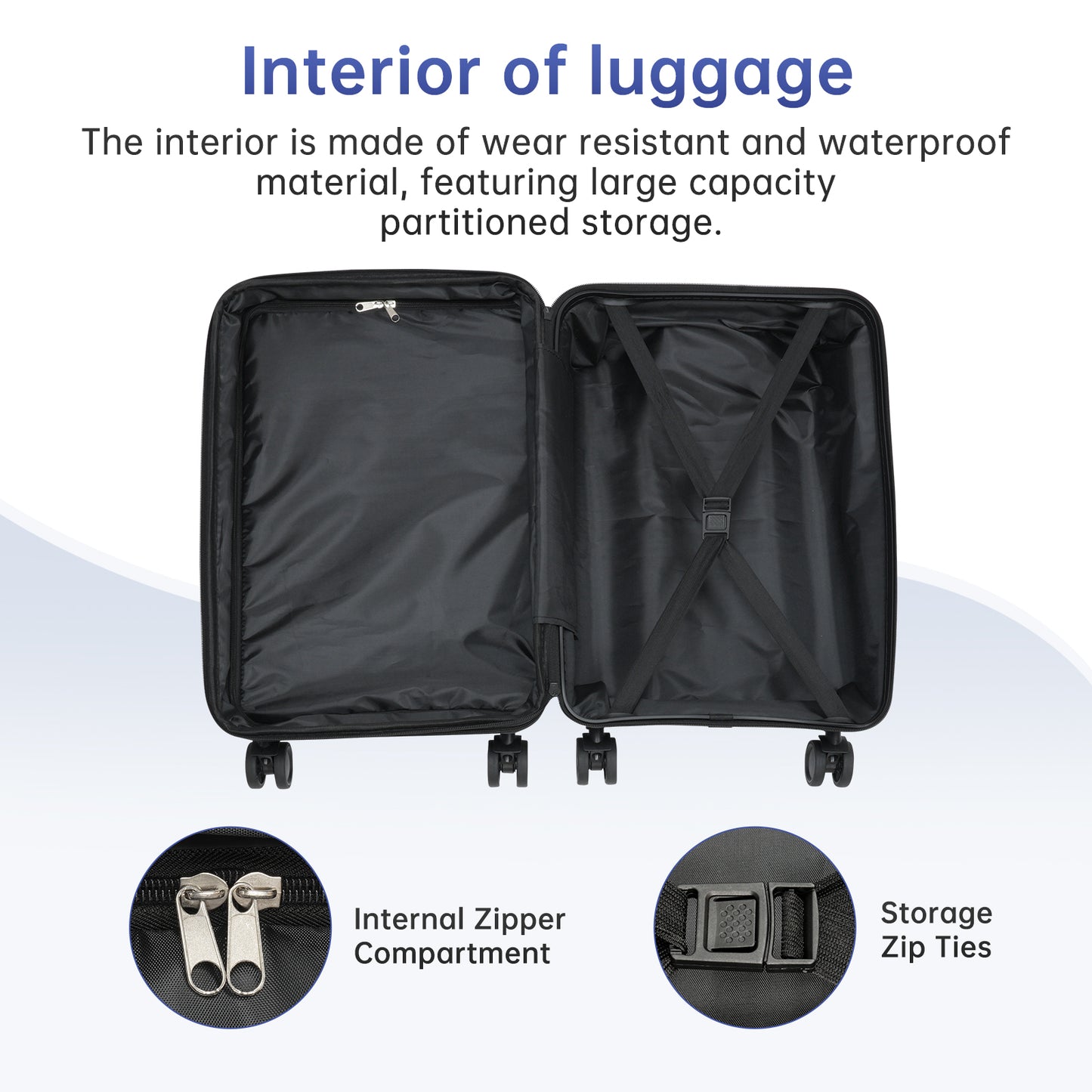 Babyqueen 5 Piece Hardside Luggage Sets, Hardshell Lightweight Suitcase with Spinner Wheels and TSA Lock,White