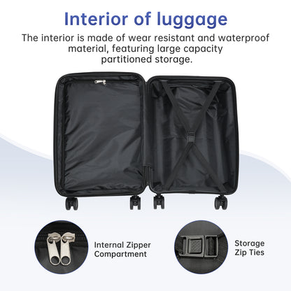 Babyqueen 5 Piece Luggage Set Hardshell Suitcases with Spinner Wheels & TSA Lock Lightweight Carry-on and Checked Suitcase Large Travel Sets for Family, Black