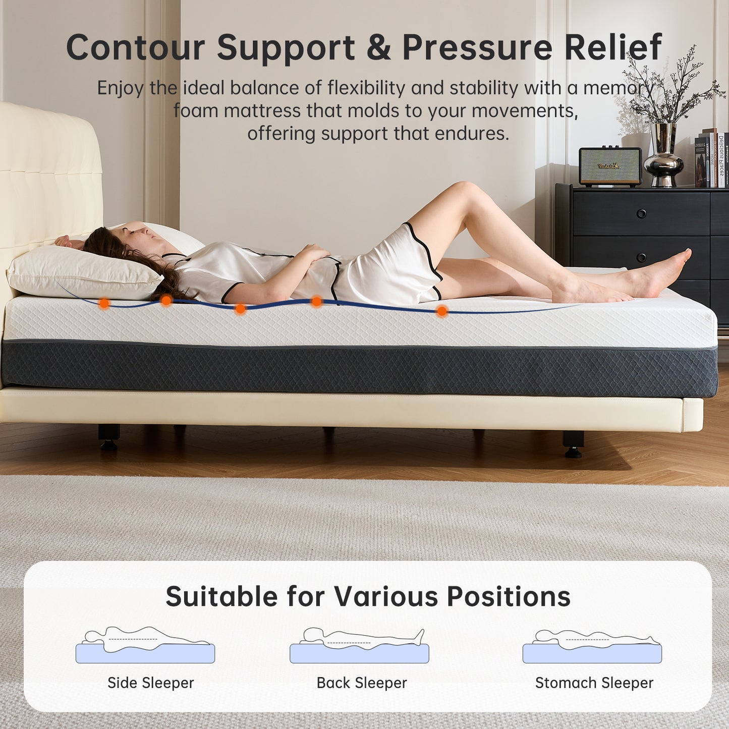 Babyqueen 10" Full Memory Foam Mattress, Cooling Gel Medium Firm Support, Pressure Relief & Motion Isolation, Breathable Fabric, Mattress in a Box, Adult and Child