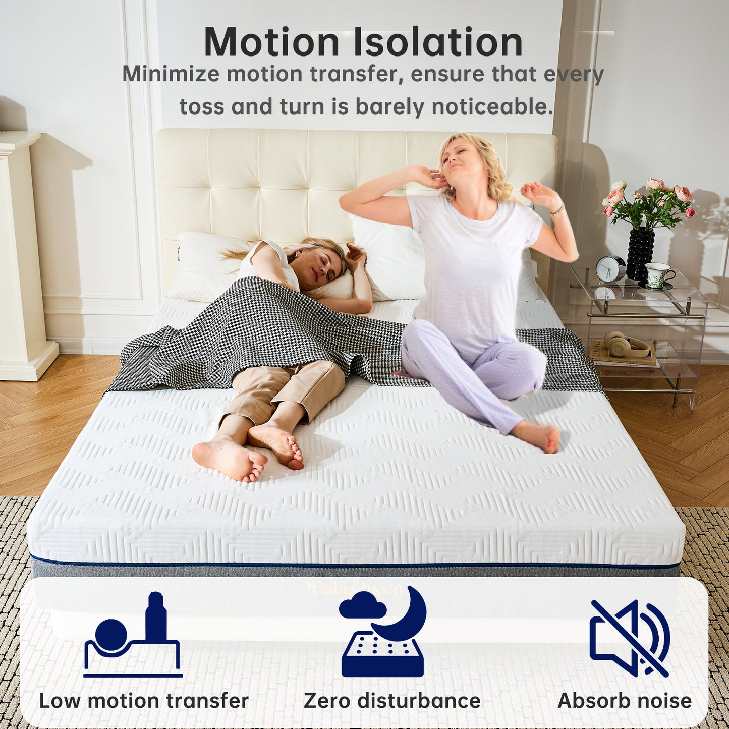 Babyqueen Queen Mattress 12 inch Queen Size Memory Foam Bed Mattress in Box, Adult Motion Isolation for Cooler Sleeping