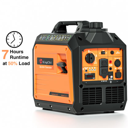 KingChii 2500W Portable Inverter Generator, Quiet Gas Powered Generator for Camping, RV, Tailgating & Home Backup, Parallel Capable, EPA Compliant