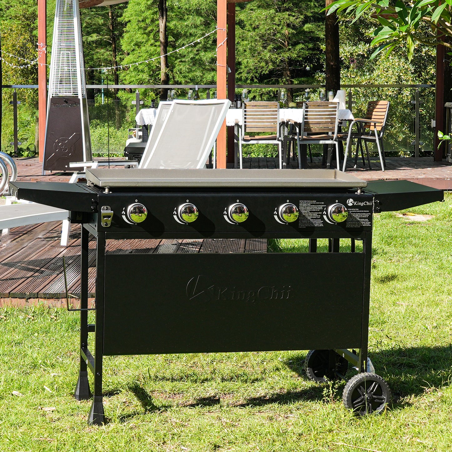 KingChii 5-Burner 38" Propane Griddle for Camping, Tailgating, BBQ, Backyard & Patio