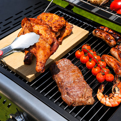 KingChii 3-Burner Gas and Charcoal Grill Combo with 22,500 BTU, Dual Fuel BBQ Smoker for Outdoor Patio Cooking Barbecue