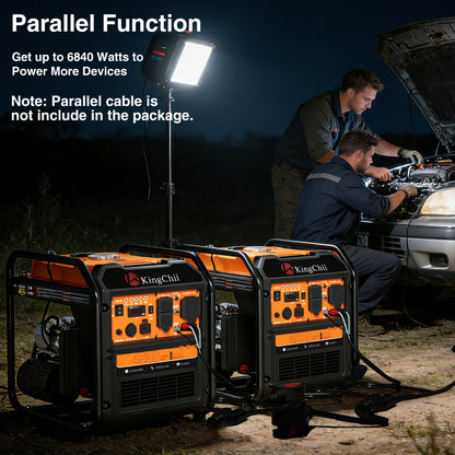 KingChii 4500W Inverter Generator Gas Powered, Open Frame Generator with CO Sensor, Portable Outdoor Power Equipment for Camping, RV & Home Backup, EPA Compliant