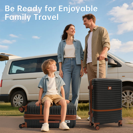 Babyqueen 5 Piece Hardshell Luggage Sets Lightweight Durable Suitcase,Black