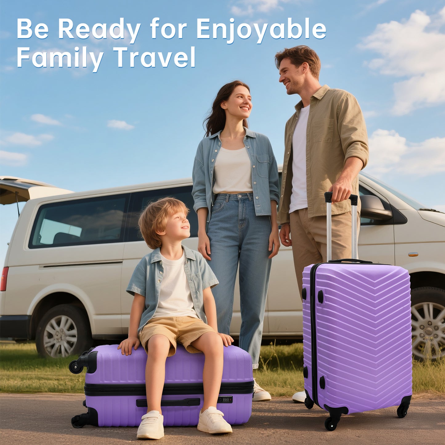 Babyqueen 4 Piece Luggage Set Double Spinner Wheels with TSA Lock Lightweight Travel Suitcase Carry on Luggage Unisex Travel Trolley, Purple 16/20/24/28 inch