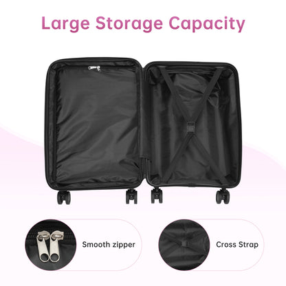 Babyqueen 2 Piece Luggage Sets, Lightweight Carry On Luggage with Spinner Wheels,Pink