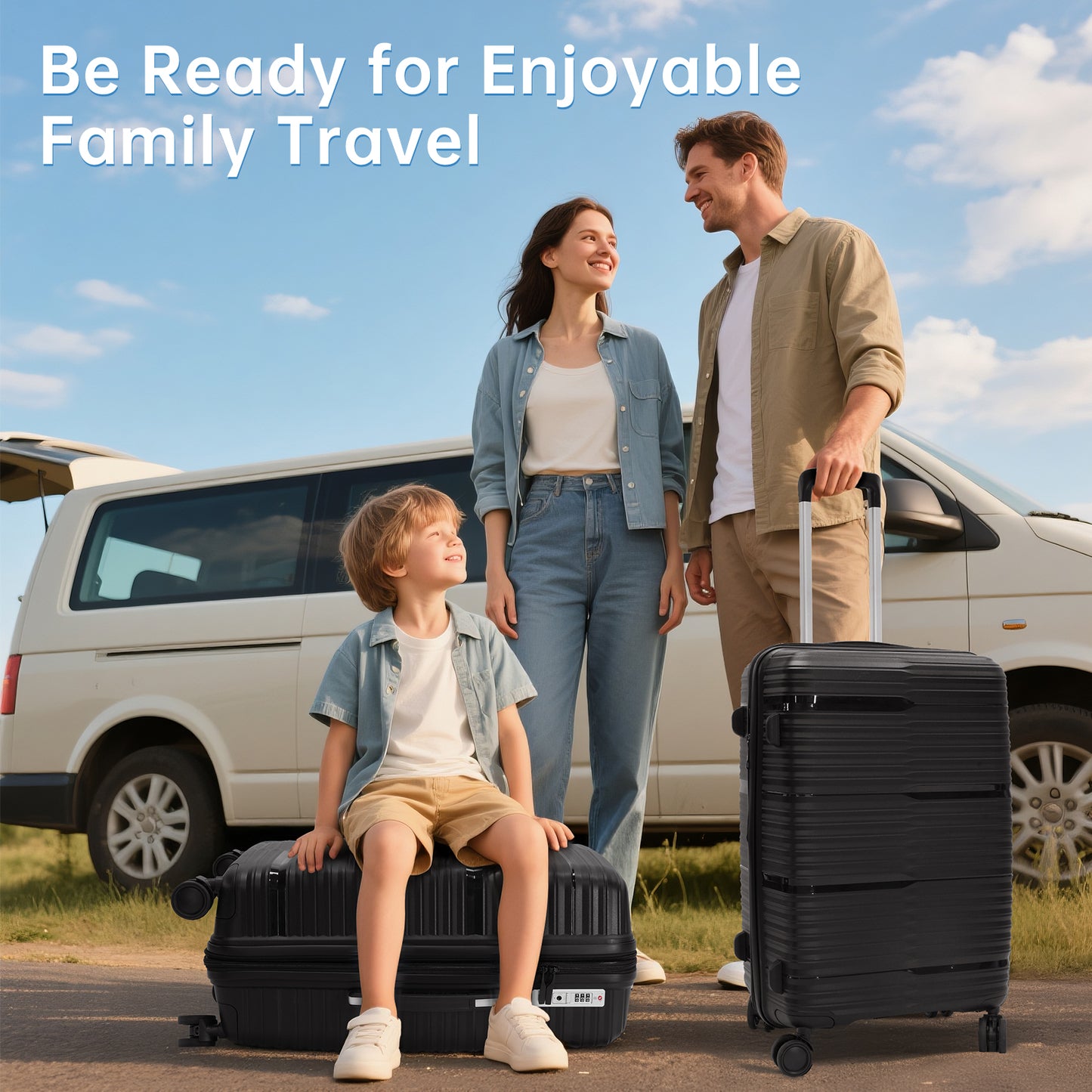 Babyqueen 5 Piece Hardside Luggage Sets, Hardshell Lightweight Suitcase with Spinner Wheels and TSA Lock,White