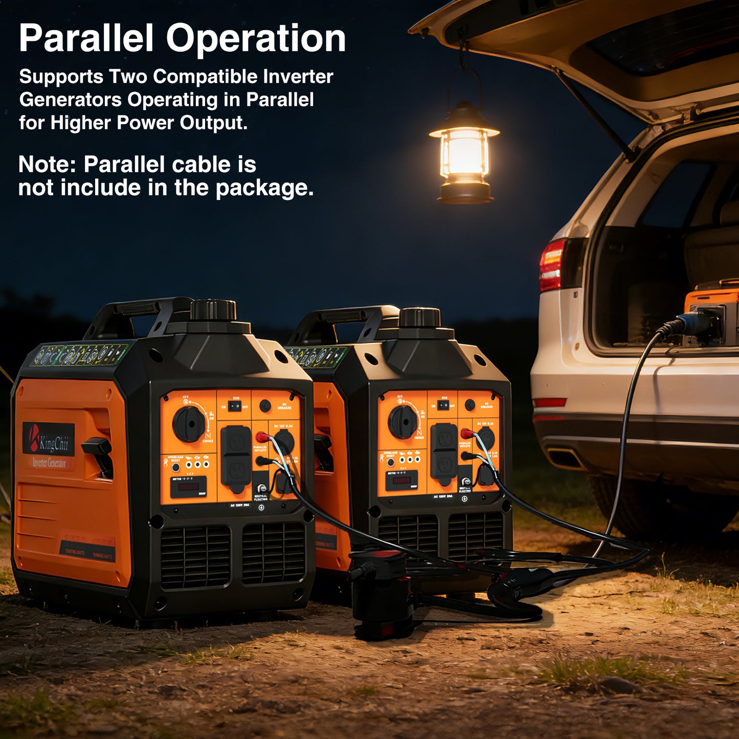 KingChii 2500W Portable Inverter Generator, Quiet Gas Powered Generator for Camping, RV, Tailgating & Home Backup, Parallel Capable, EPA Compliant