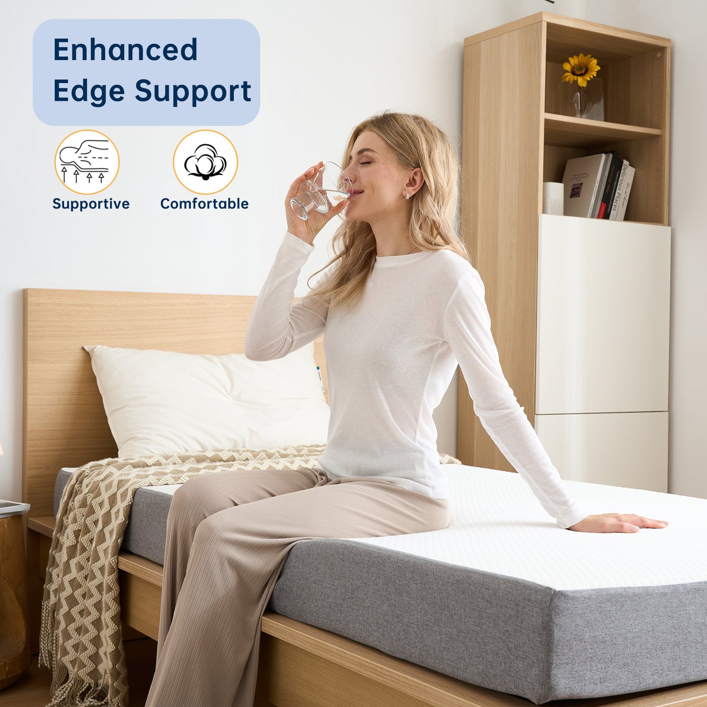 Babyqueen Mattress 6 inch Twin Gel Memory Foam Mattress for Bunk Beds & Trundles, Fiberglass Free, High Density Support & CertiPUR-US Certified