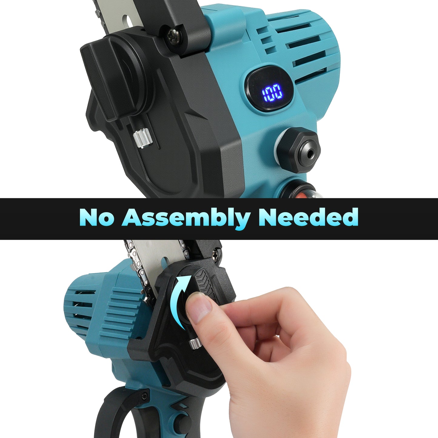 Vipsafe 6 inch Mini Chainsaw Cordless with 2 Batteries 2 Chain, Electric Chainsaw for Cutting Gardening, Wood Cutting & DIY, Blue