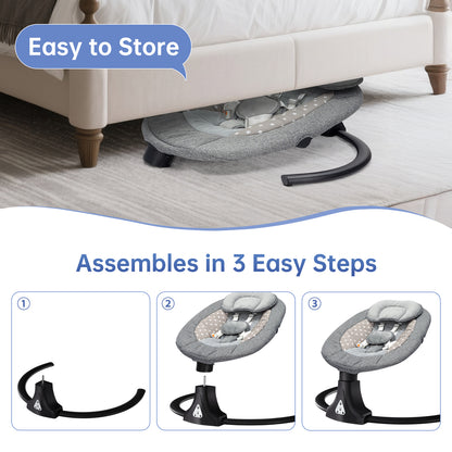 VIPSAFE Baby Swing with Removale Canopy, APP Remote Bluetooth Control, 5 Speed Settings (Grey)