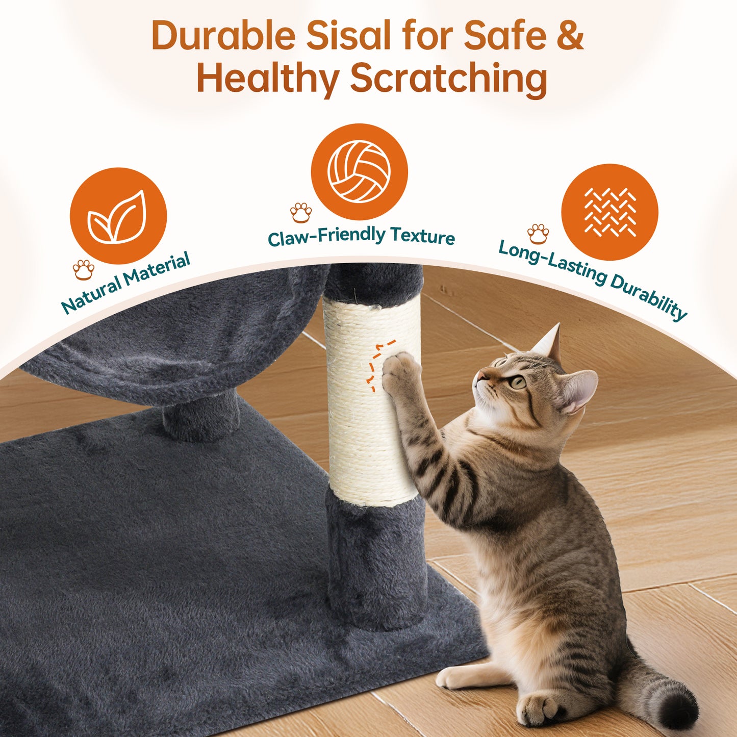 Vipsafe 63.8 in Cat Tree Tower with 6 Tiers, Scratch Posts, Toys, Perfect for Active Cats, Dark Gray