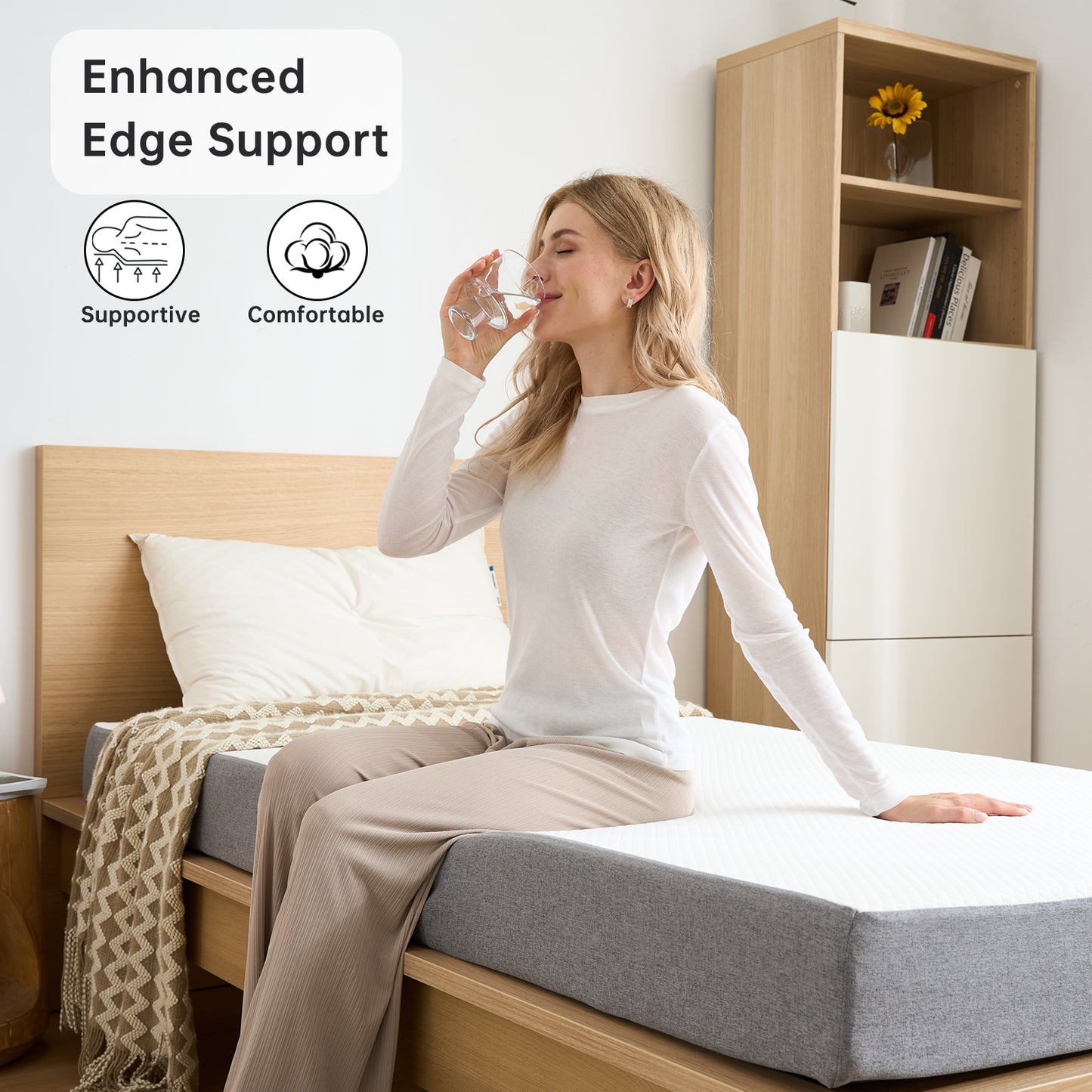 Babyqueen Full Mattress 6 inch Full Size Gel Memory Foam Mattress in a Box, Edge Support & Pressure Relieving, Medium Comfort, Motion Isolation for Silent Night Sleep