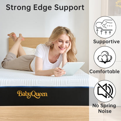 Babyqueen Twin Size Mattress 6" Medium Firm Gel Memory Foam Mattress Twin for Pressure Relief, Bed in a Box, Breathable Cooling Layers, Certified Safe Materials