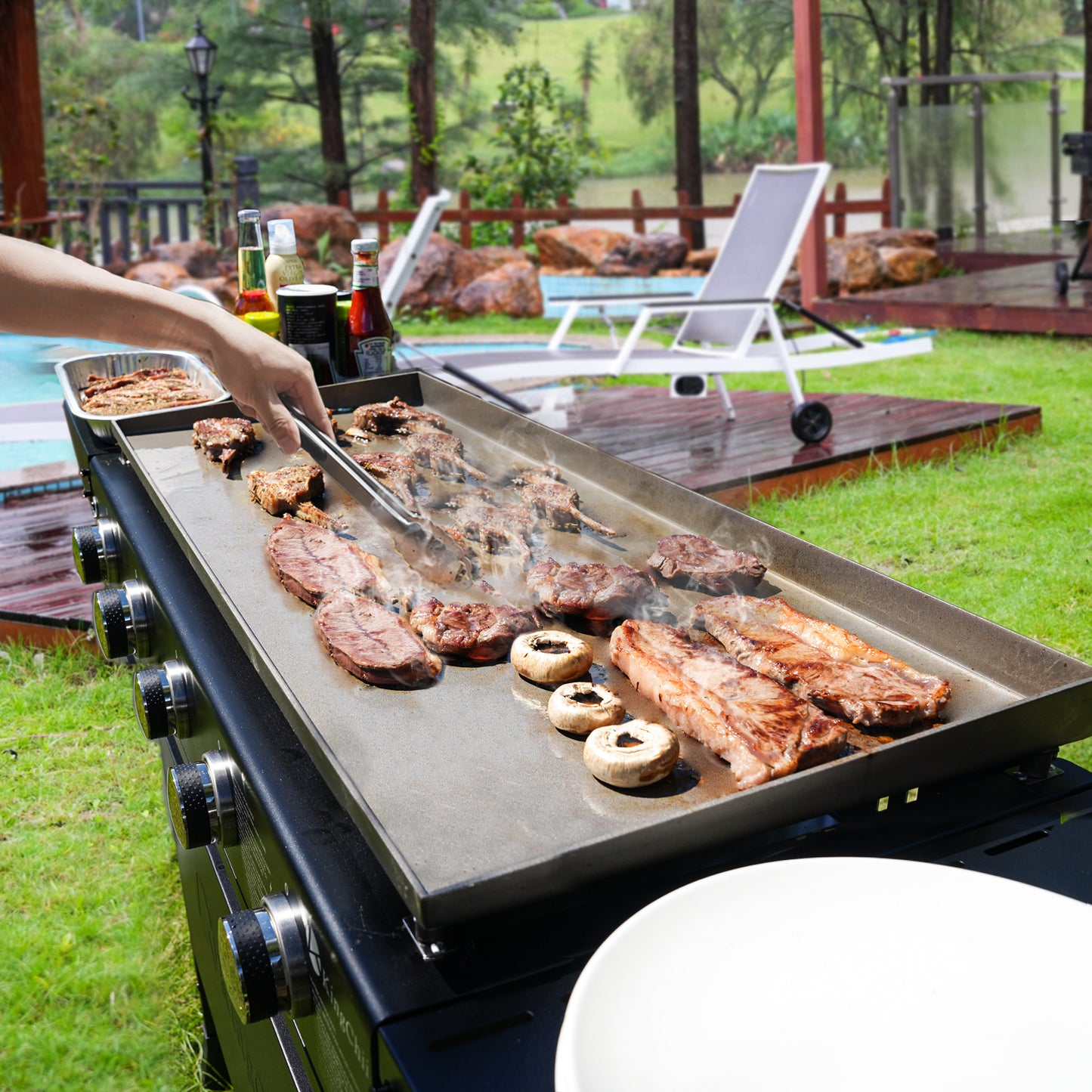 KingChii 5-Burner 38" Propane Griddle for Camping, Tailgating, BBQ, Backyard & Patio