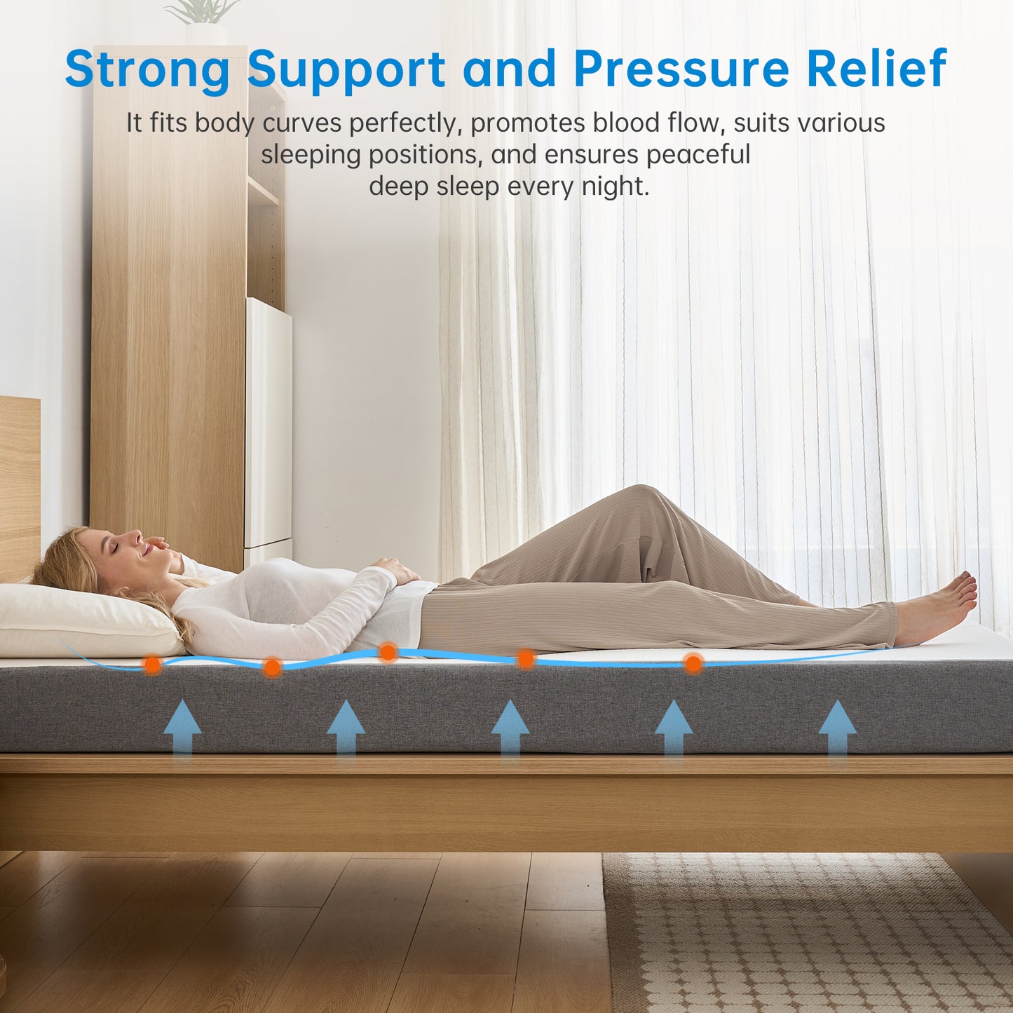 Babyqueen Twin Mattress 8 inch Twin Size Gel Memory Foam Mattress in a Box, Edge Support & Pressure Relieving, Medium Comfort, Motion Isolation for Silent Night Sleep