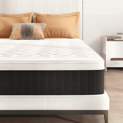 King Mattress, Babyqueen 12" Hybrid Innerspring Mattress in a Box, Medium Plush Mattress with Motion Isolation