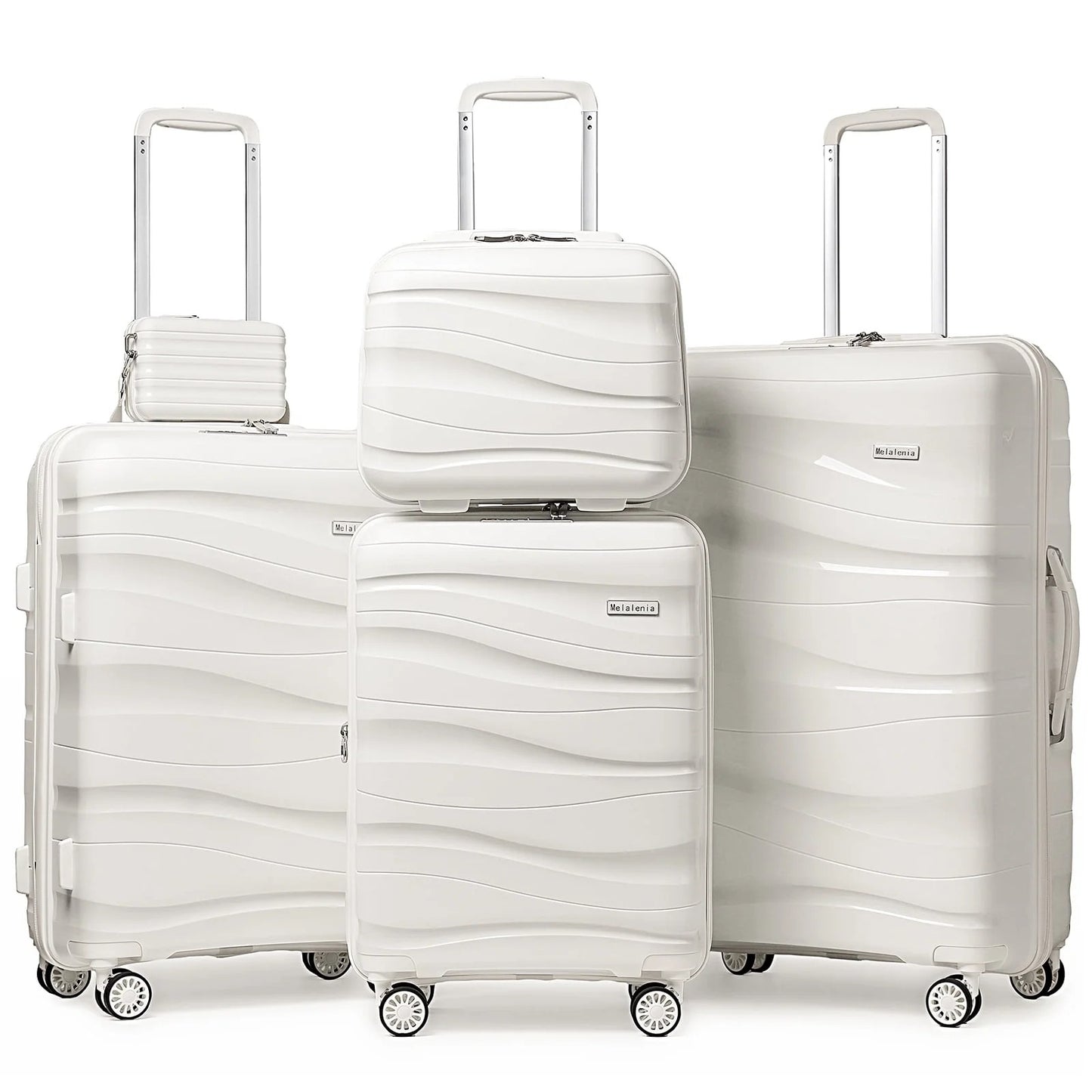 Babyqueen 5 Piece Hardside Luggage Sets, Hardshell Lightweight Suitcase with Spinner Wheels and TSA Lock,White