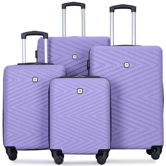 Babyqueen 4 Piece Luggage Sets, Hardside Lightweight Suitcase with TSA Lock, Purple(16" 20" 24" 28")