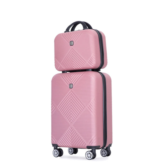 Babyqueen 2 Piece Luggage Sets, Lightweight Carry On Luggage with Spinner Wheels,Pink