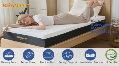 Queen Size Mattress, Babyqueen 10" Memory Foam Mattress in a Box, Cooling and Pressure Relief